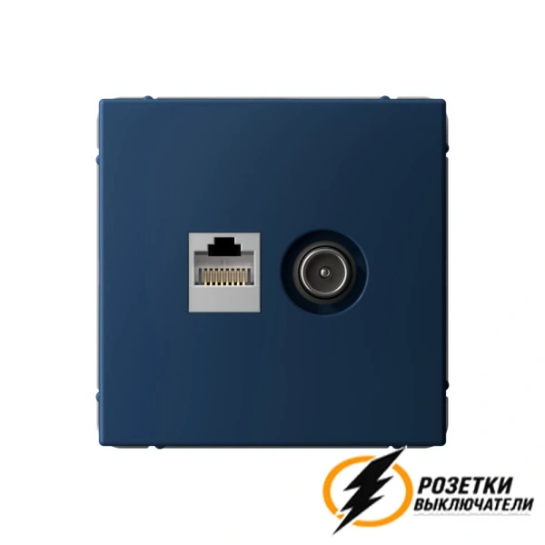 Розетка тв и интернет rj45 cat 5 ArtGallery аквамарин