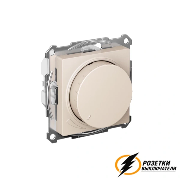 Диммер поворотно-нажимной 10-400Вт, LED 3-150Вт AtlasDesign бежевый