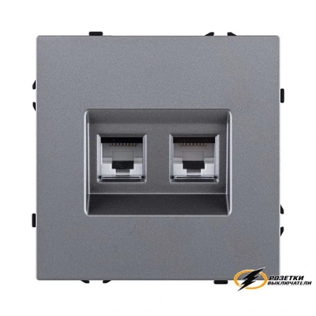 Розетка компьютерная rj45 двойная cat 6 Kollinger Eclipse серая