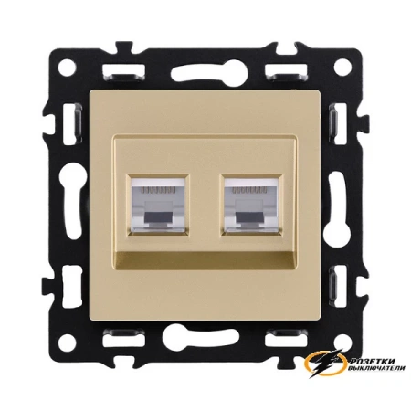 Розетка компьютерная rj45 двойная cat 6 Kollinger Asthetik золото