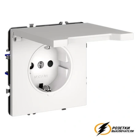 Розетка с крышкой ip40 16а 250в Voltum S70 белая матовая VLS040301