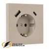 Розетка с USB зарядкой 2 порта А+C 3,4mA Liregus Modern кремовая матовая