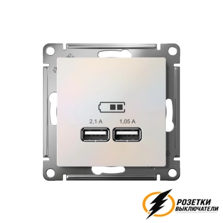 Зарядка USB 2 порта А+A 2,1 mA AtlasDesign жемчуг
