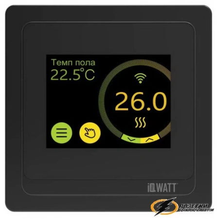 IQ Watt терморегулятор сенсорный программируемый с WI-FI черный