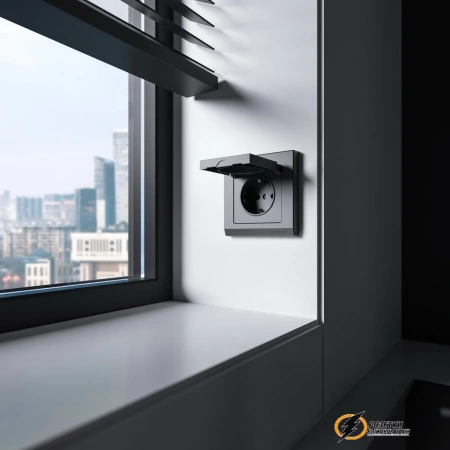 Розетка с крышкой ip40 16а 250в Werkel графит матовая