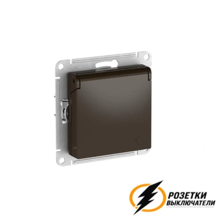 Розетка с белой крышкой ip20 16а 250в автозажимная AtlasDesign мокко