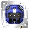 Розетка с USB зарядкой 2 порта, А+C 3,2 mA Voltum S70 Metal никель VLSM001011+VLS0405M