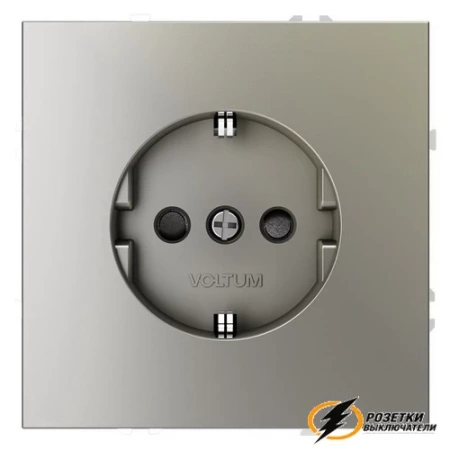 Розетка с заземлением со шторками 16а 250в Voltum S70 шелк VLS040203