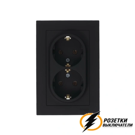 Розетка двойная с заземлением 10а 250в AtlasDesign карбон