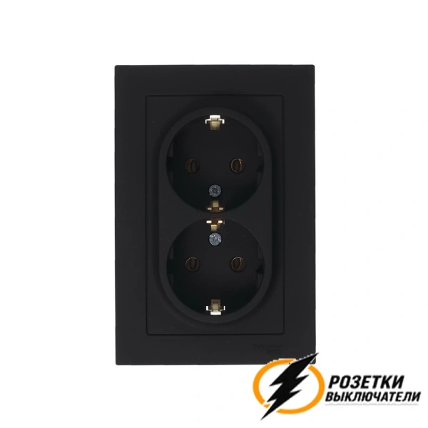 Розетка двойная с заземлением 10а 250в AtlasDesign карбон