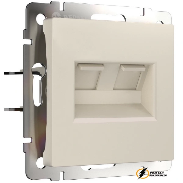 Розетка компьютерная rj45 двойная cat 5e Werkel айвори матовая