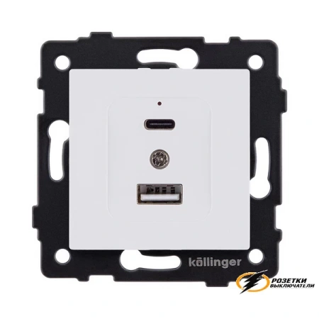 Зарядка USB 2 порта А+C 3000mA 20Вт Kollinger Aspekt белая матовый