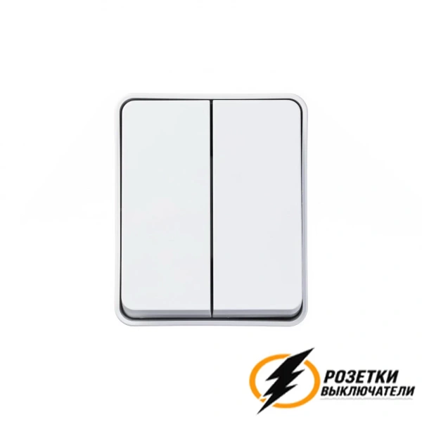 Выключатель накладной двухклавишный ip54 AtlasDesign Profi белый