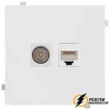 Розетка тв и интернет rj45 cat 5 Rikett белый сатин