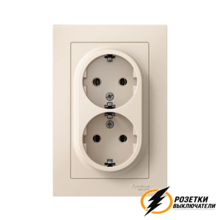 Розетка двойная с заземлением 10а 250в AtlasDesign бежевая