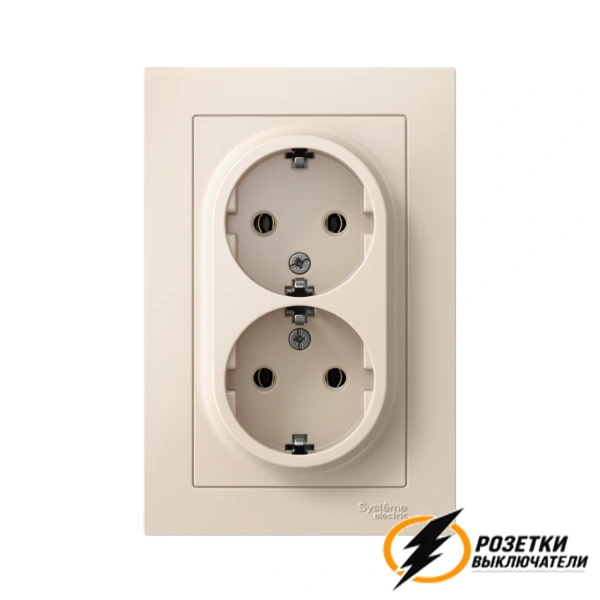 Розетка двойная с заземлением 10а 250в AtlasDesign бежевая