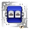 Розетка компьютерная rj45 двойная cat 6 Voltum S70 Metal никель VLSM001411+VLS0602M