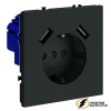 Розетка с USB зарядкой 2 порта, А 3,2 mA Voltum S70 графит VLS040406