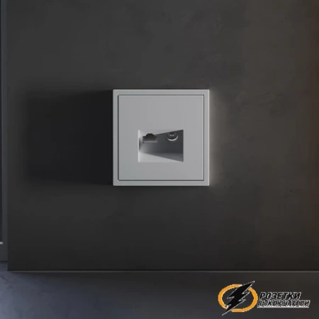 Накладка тв+интернет розетки Voltum S70 серая VLS002715