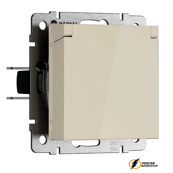Розетка с крышкой ip40 16а 250в Werkel слоновая кость