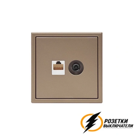 Розетка тв и интернет rj45 cat 5 ArtGallery шампань