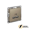 Зарядка USB 2 порта А+A 2,1 mA AtlasDesign шампань
