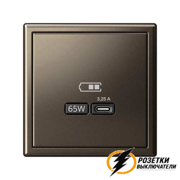 Зарядка USB 1 порта тип С 3250 mA ArtGallery мокко