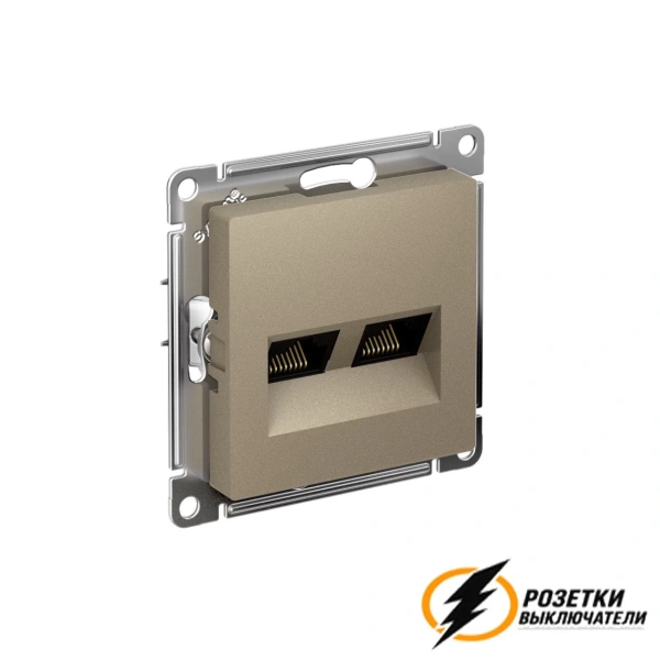 Компьютерная розетка rj45 UTP/FTP двойная cat 6 AtlasDesign шампань