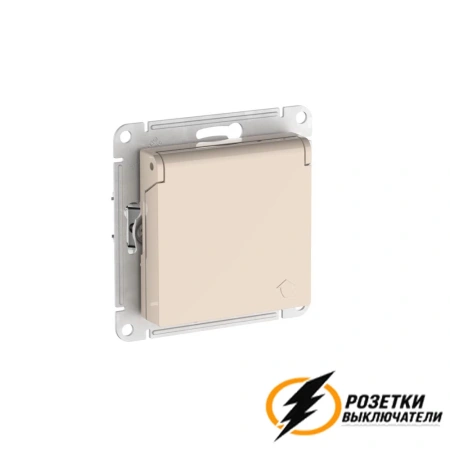 Розетка с белой крышкой ip20 16а 250в автозажимная AtlasDesign бежевая