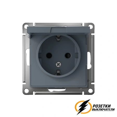 Розетка с белой крышкой ip20 16а 250в AtlasDesign грифель
