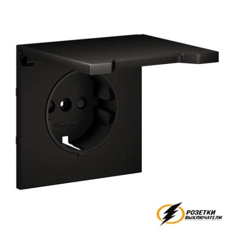 Розетка с крышкой ip40 16а 250в Voltum S70 Metal антрацит VLSM000812+VLS0401M