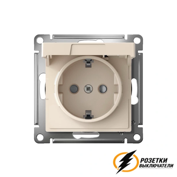 Розетка с белой крышкой ip20 16а 250в автозажимная AtlasDesign бежевая