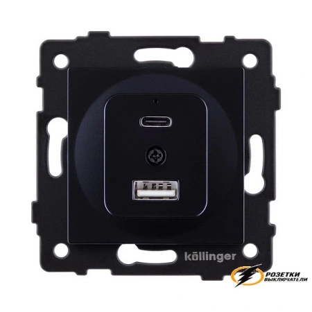 Зарядка USB 2 порта А+C 3000mA 20Вт Kollinger Aspekt черная