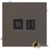 Розетка двойная HDMI + ТВ розетка Rikett капучино