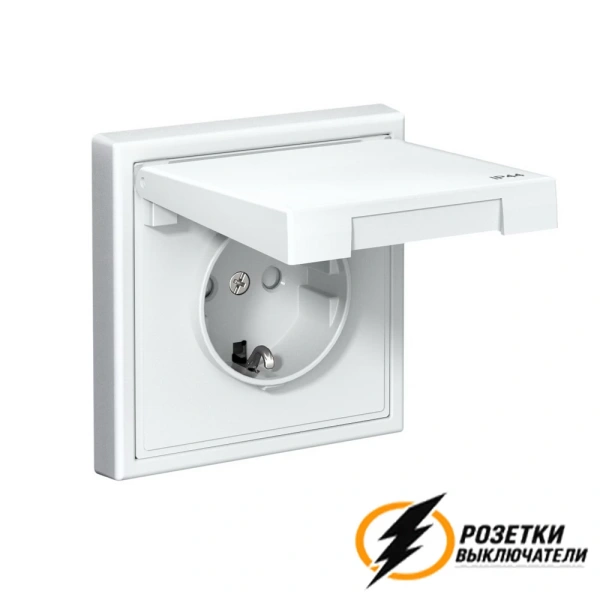 Розетка с прозрачной крышкой ip44 16а 250в автозажимная ArtGallery белая