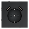 Розетка с USB зарядкой 2 порта, А 3,2 mA Voltum S70 графит VLS040406