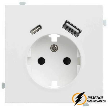 Накладка розетки с USB A+C Rikett белый сатин