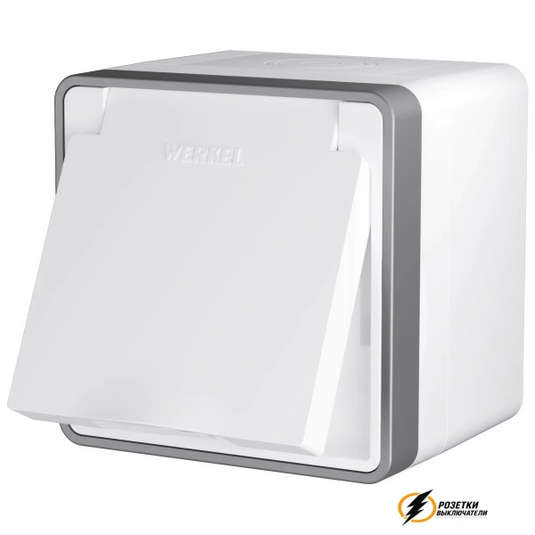 Розетка накладная с крышкой ip40 16а 250в Werkel Gallant белая