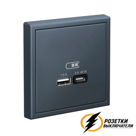 Зарядка USB 2 порта тип А-С 3000 mA ArtGallery грифель