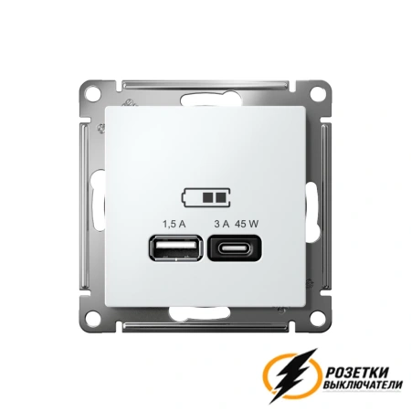 Зарядка USB 2 порта А+C 3,0 mA AtlasDesign лотос