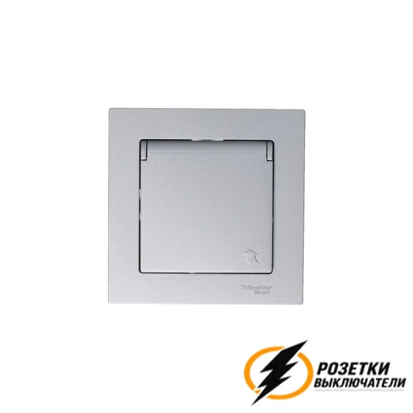 Розетка с белой крышкой ip20 16а 250в AtlasDesign алюминий