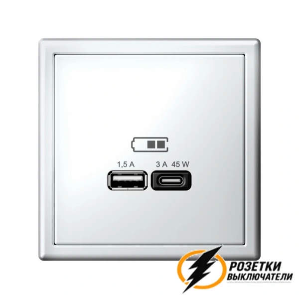 Зарядка USB 2 порта тип А-С 3000 mA ArtGallery белая