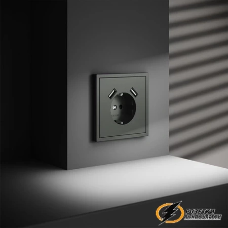 Розетка с USB зарядкой 2 порта, А 3,2 mA Voltum S70 титан VLS040405