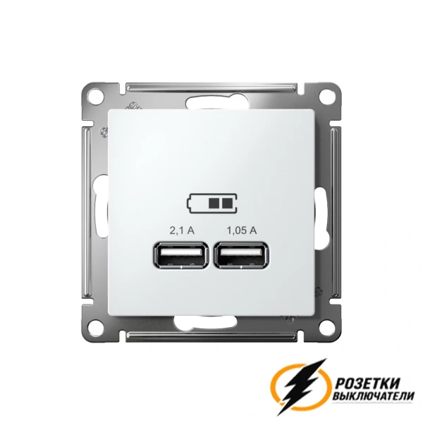 Зарядка USB 2 порта А+A 2,1 mA AtlasDesign лотос