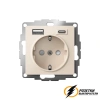 Розетка с USB зарядкой 2 порта А+C 3,0 mA AtlasDesign бежевая
