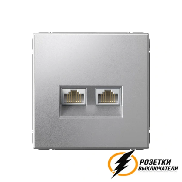 Компьютерная розетка rj45 двойная UTP cat 6 ArtGallery алюминий