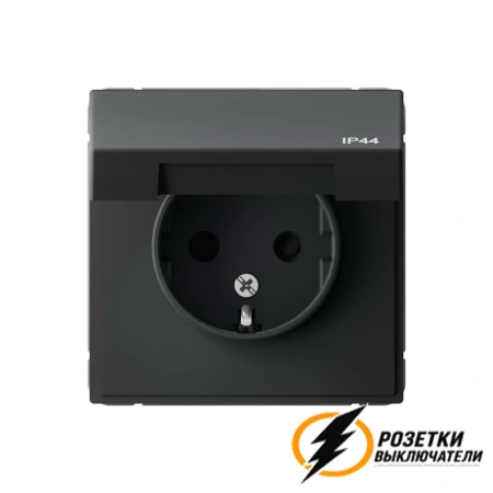 Розетка с прозрачной крышкой ip44 16а 250в ArtGallery карбон