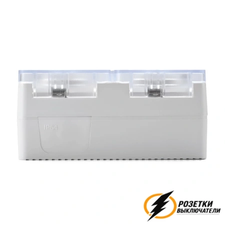 Розетка накладная двойная с прозрачной крышкой ip54 16а 250в AtlasDesign Profi белая