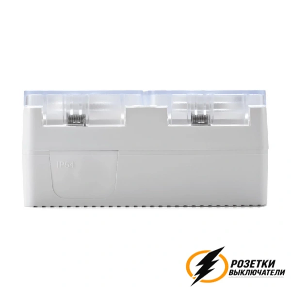 Розетка накладная двойная с прозрачной крышкой ip54 16а 250в Atlas Profi белая