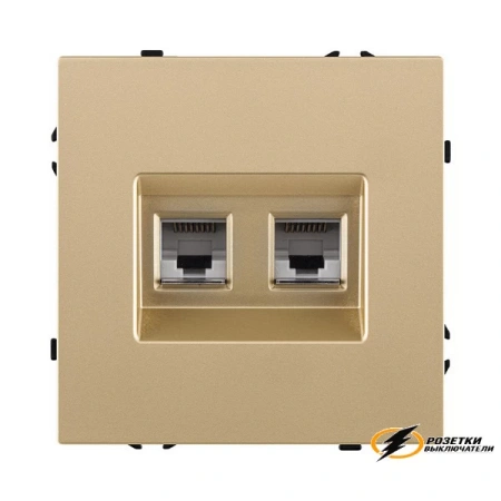 Розетка компьютерная rj45 двойная cat 6 Kollinger Eclipse золото